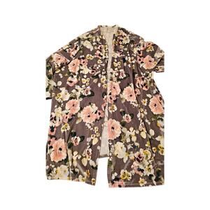 Acting Pro gray and pink Velvet Floral‎ size large cardigan